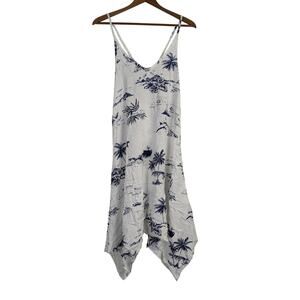 Hawaii Map Sundress Strappy Travel Flower Volcano Asymmetric Hem Womens Small